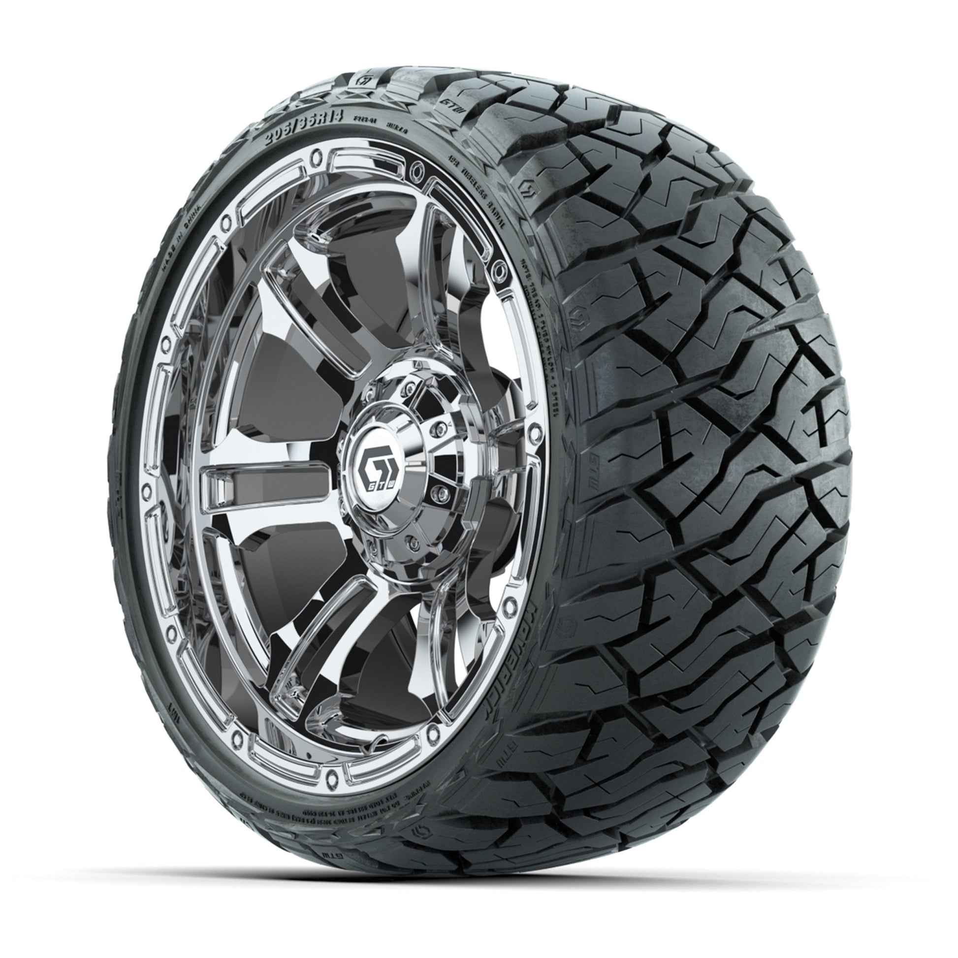 GTW Shogun Chrome 14 in Wheels with 205/35-R14 Maverick Low- - 3/4 view