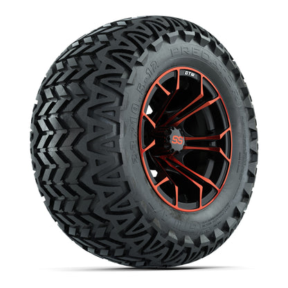 GTW® Spyder Black/Red 12 in Wheels with 23X10.5-12 Predator All-Terrain Tires – Full Set