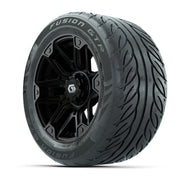 GTW® Graffiti Gloss Black 14 in Wheels with 255/45-R14 Fusio - 3/4 view