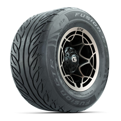 GTW® Nexus Black with Bronze Face 12 in Wheels with 255/55-R12 Fusion GTR Steel Belt Radial Street Tires – Full Set