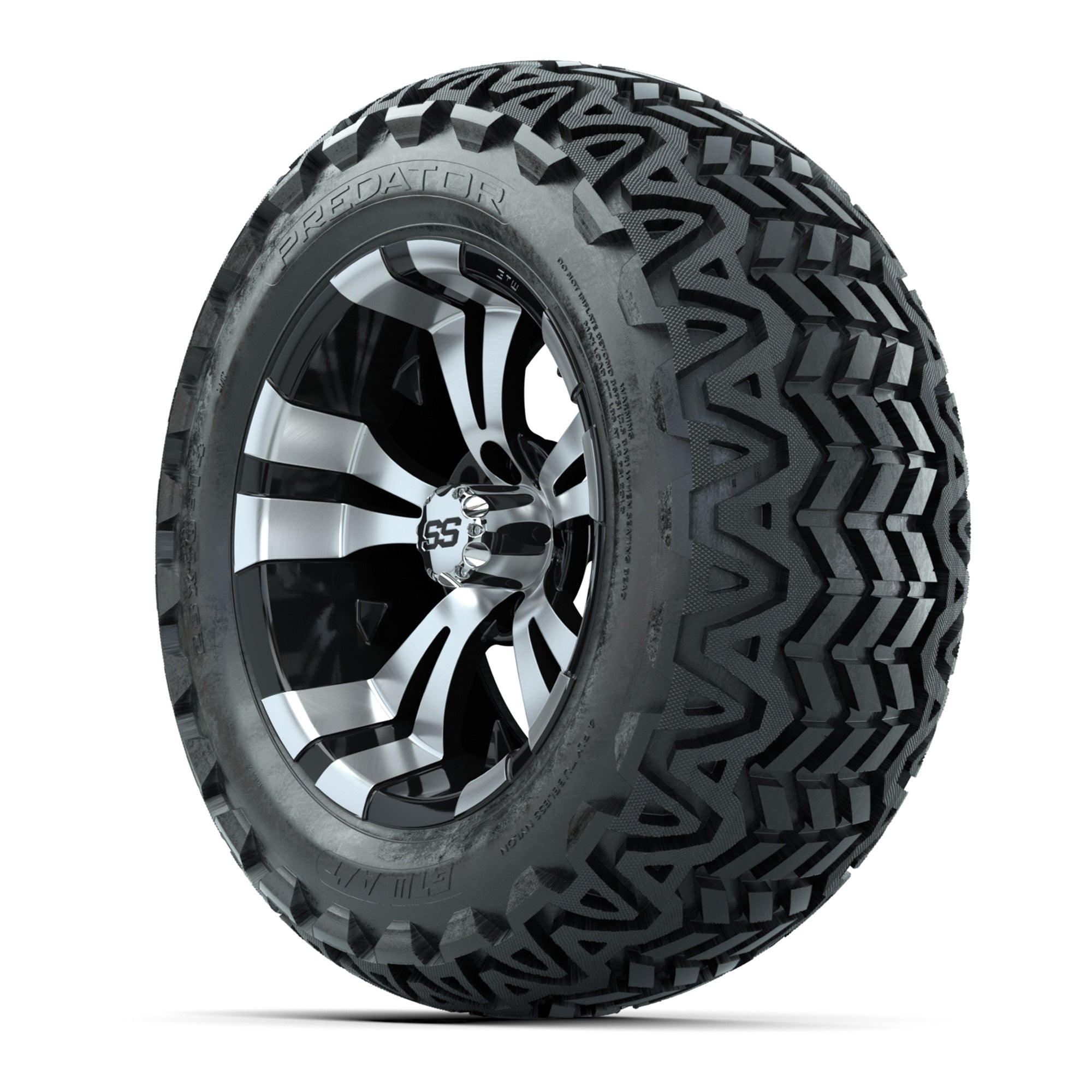 GTW Vampire Black and Machined Wheels with 23in Predator A-T - 3/4 view