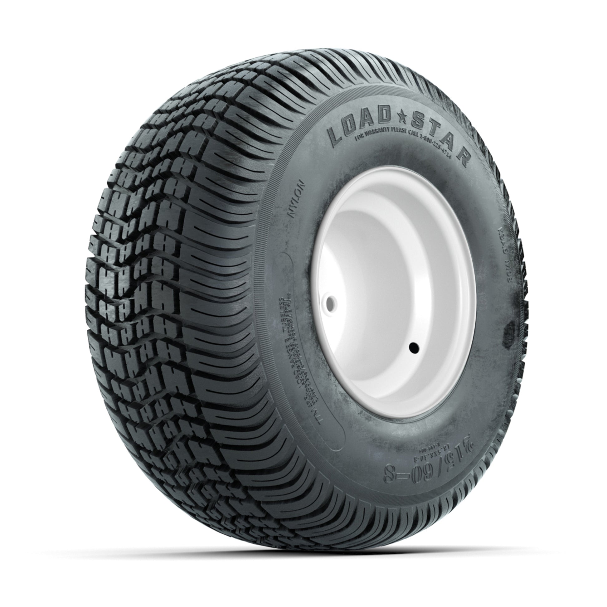 Set of (4) 8 in White Steel Wheels with 18 in Kenda Load Star Tires
