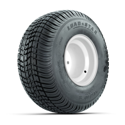 Set of (4) 8 in White Steel Wheels with 18 in Kenda Load Star Tires