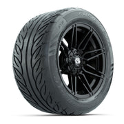 GTW® Stealth Black/Machined 14 in Wheels with 255/45-R14 Fusion GTR Steel Belt Radial Street Tires – Full Set