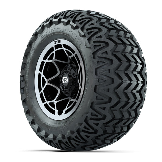 GTW® Nexus Black/Silver 12 in Wheels with 23X10.5-12 Predator All-Terrain Tires – Full Set