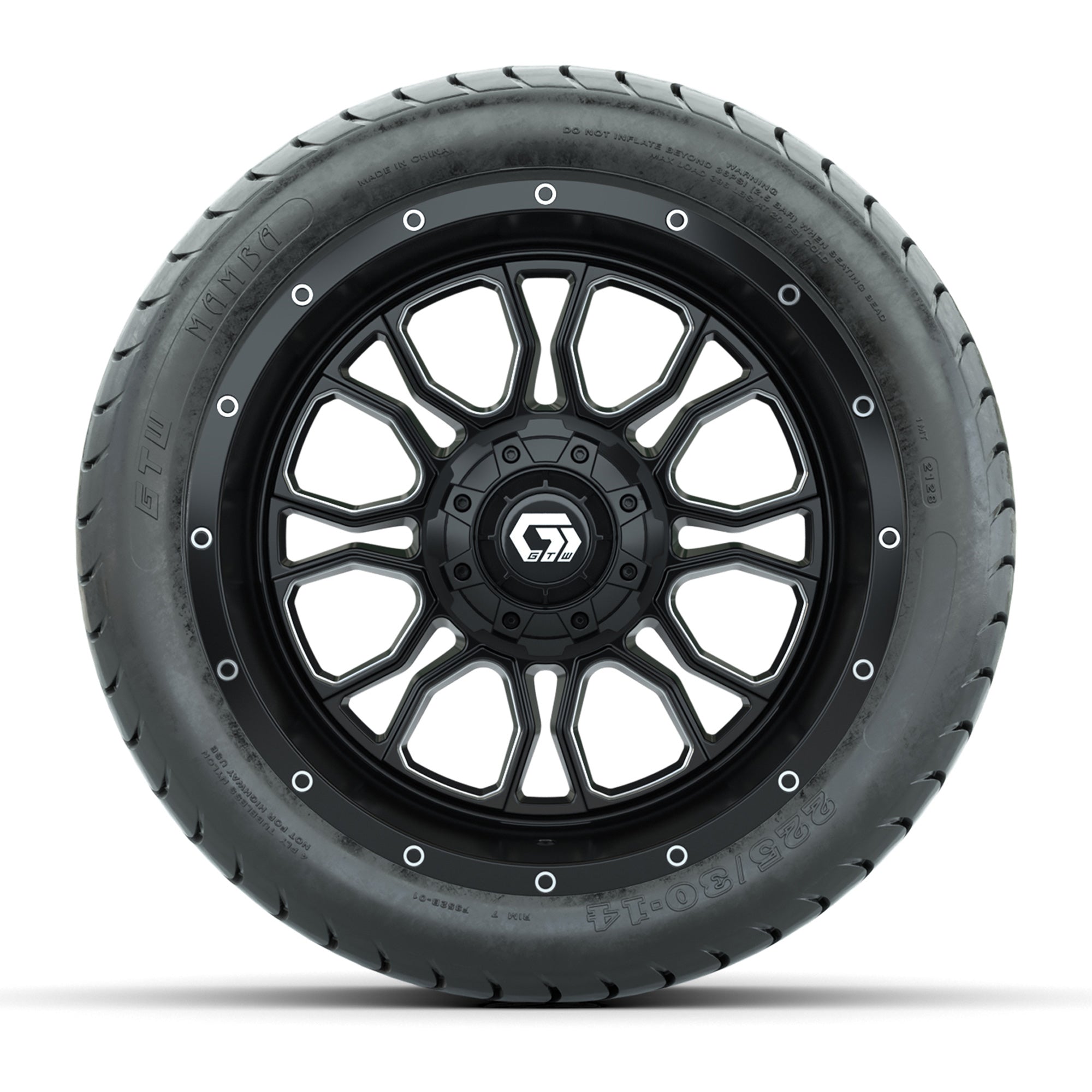 Set of (4) 14 in GTW® Volt Machined &amp; Black Wheels with  - 3/4 view