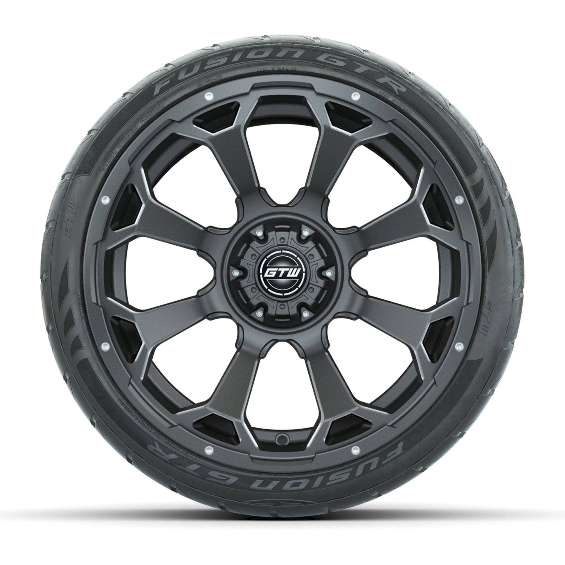 GTW Raven Matte Gray/Ball Mill 15 in Wheels with 215/40-R15  - front view