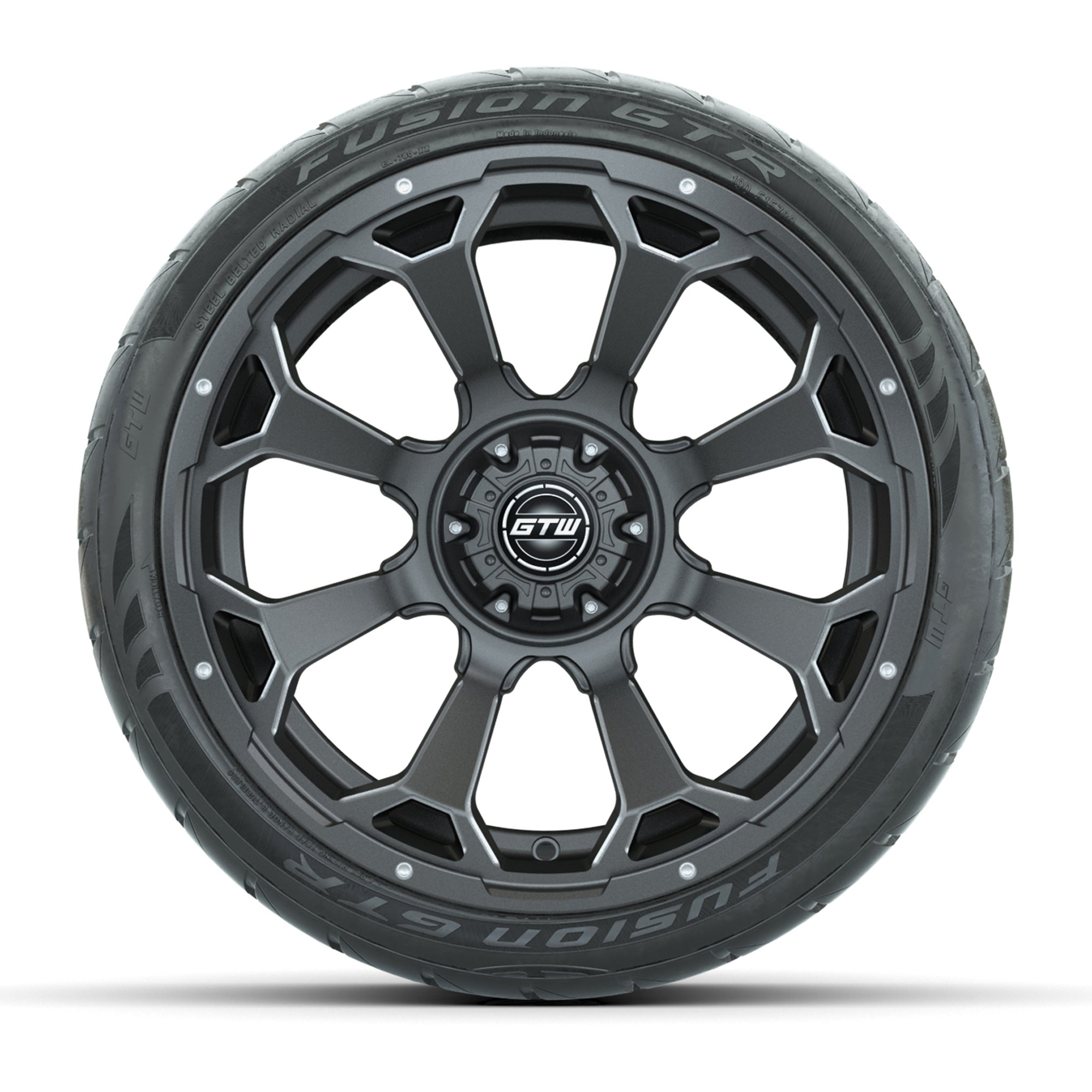 GTW Raven Matte Gray/Ball Mill 15 in Wheels with 215/40-R15  - 3/4 view
