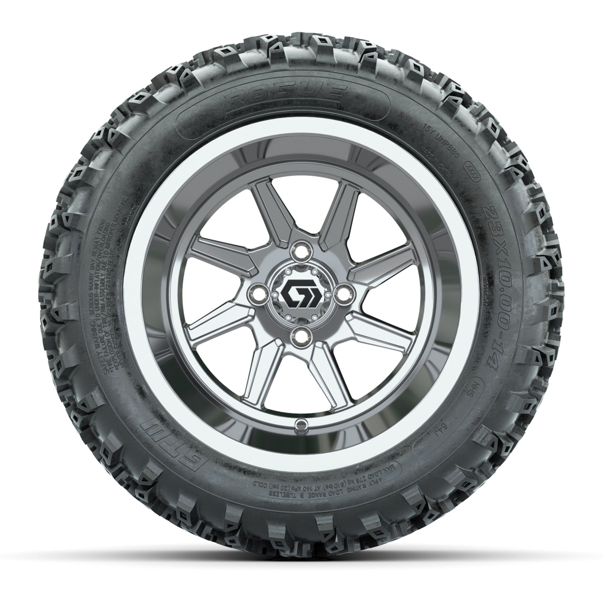 GTW Reaper Chrome 14 in Wheels with 23X10-R14 Rogue All-Terrain Tires – Full Set