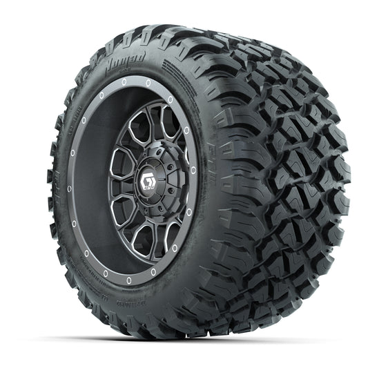 GTW Volt Gunmetal/Machined 12 in Wheels with 22x11-R12 Nomad All Terrain Tires – Full Set