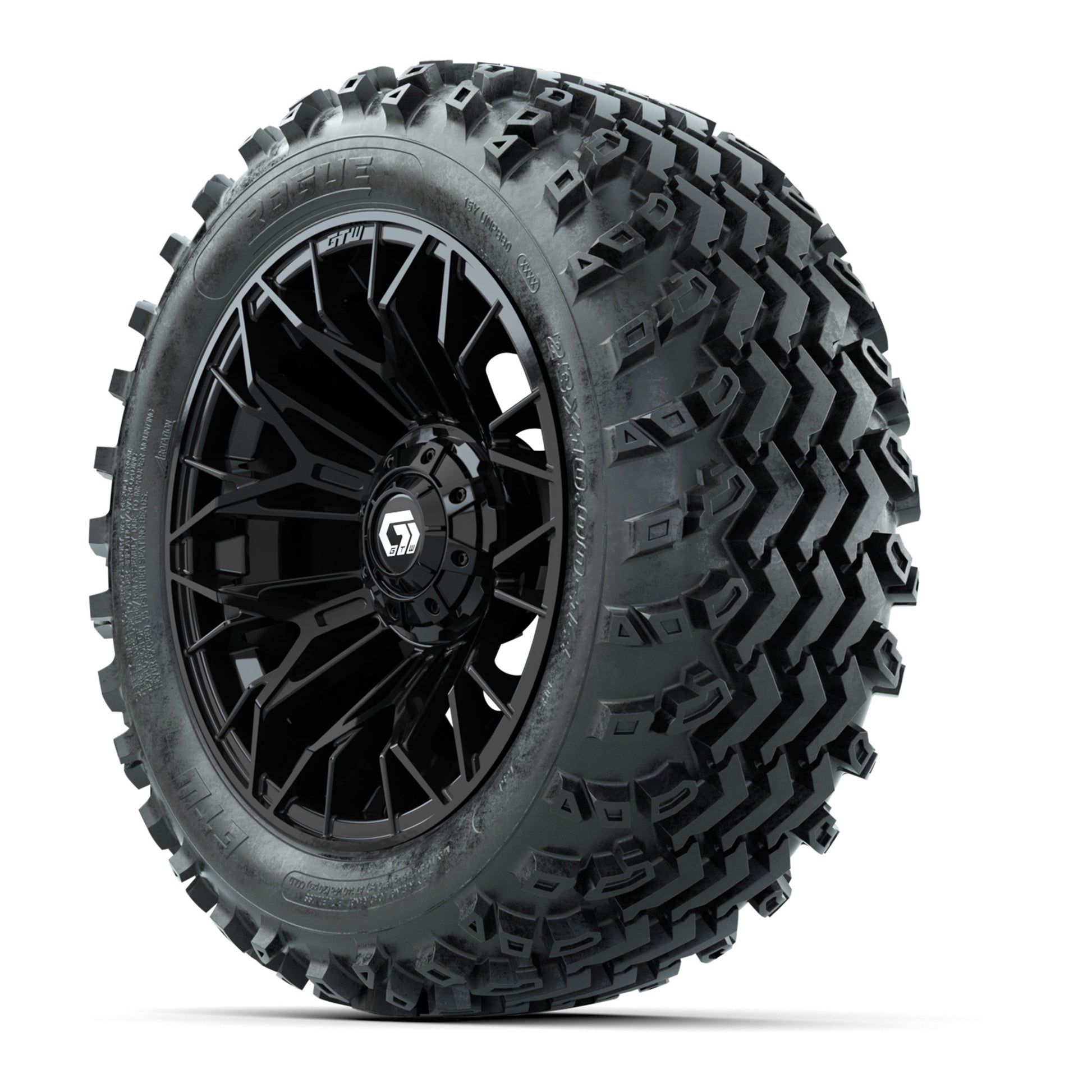 GTW Stellar Black 14 in Wheels with 23x10.00-14 Rogue All Te - 3/4 view
