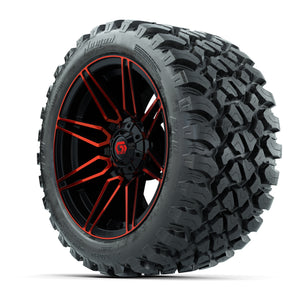 GTW® Stealth Red/Machined 14 in Wheels with 23X10-R14 Nomad  - 3/4 view