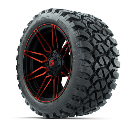 GTW® Stealth Red/Machined 14 in Wheels with 23X10-R14 Nomad  - 3/4 view