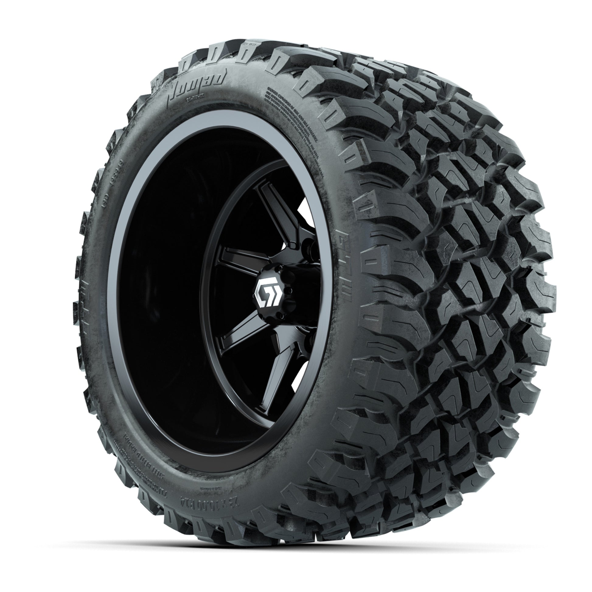 GTW Reaper Gloss Black 14 in Wheels with 23X10-R14 Nomad Steel Belt Radial All-Terrain Tires – Full Set