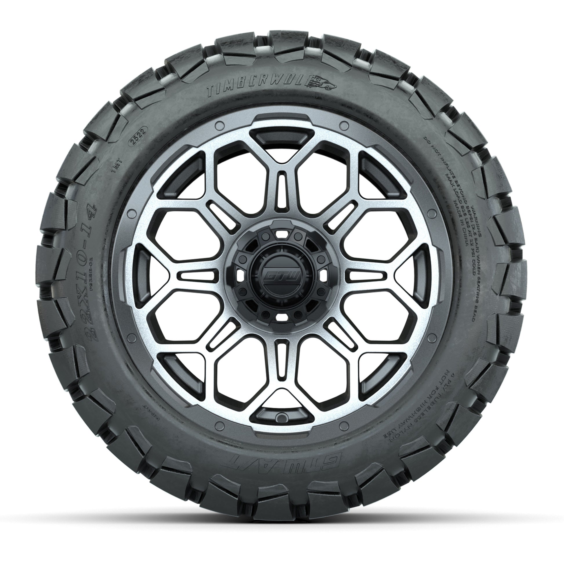 Set of (4) 14 in GTW Bravo Wheels with 22x10-14 GTW Timberwo - front view
