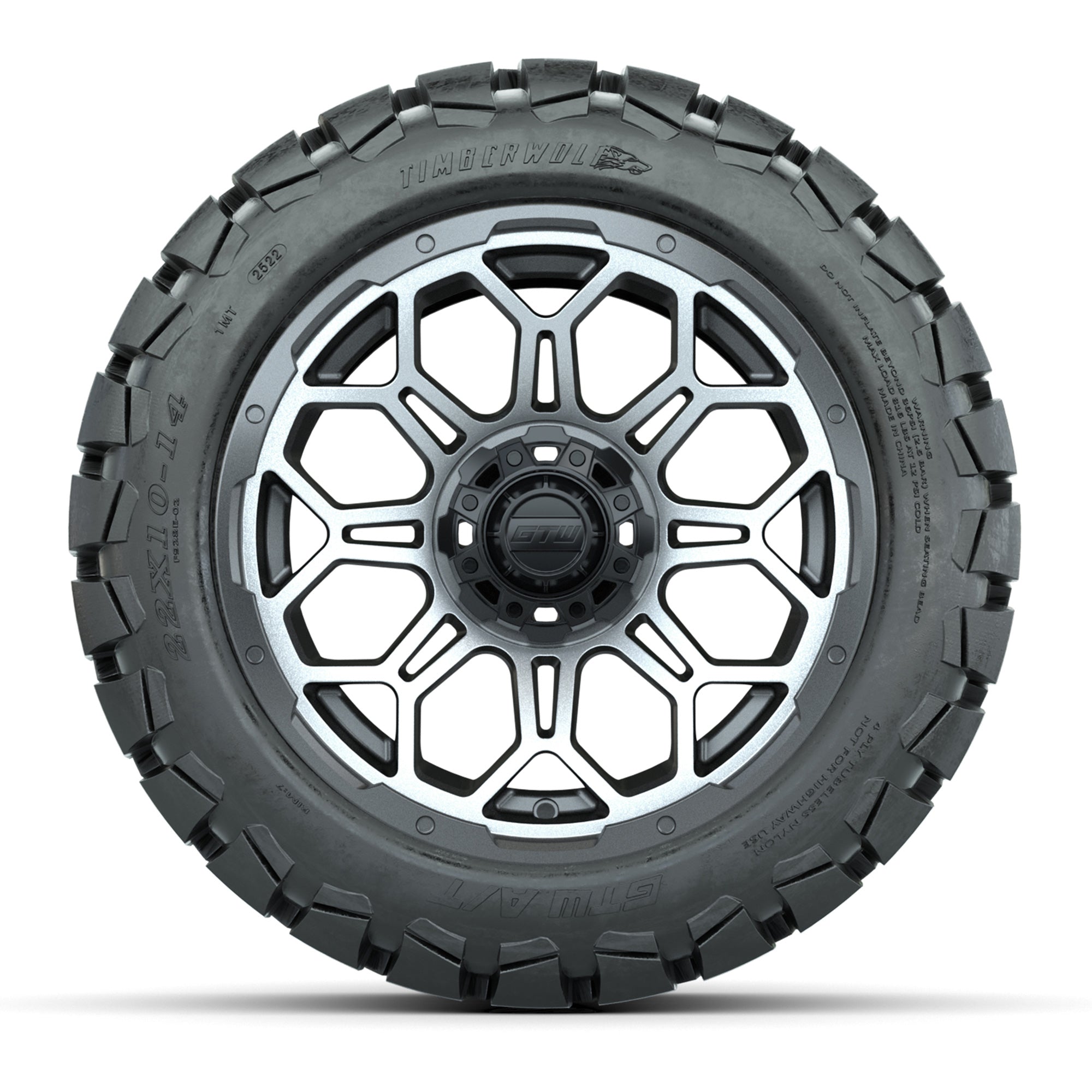 Set of (4) 14 in GTW Bravo Wheels with 22x10-14 GTW Timberwo - 3/4 view