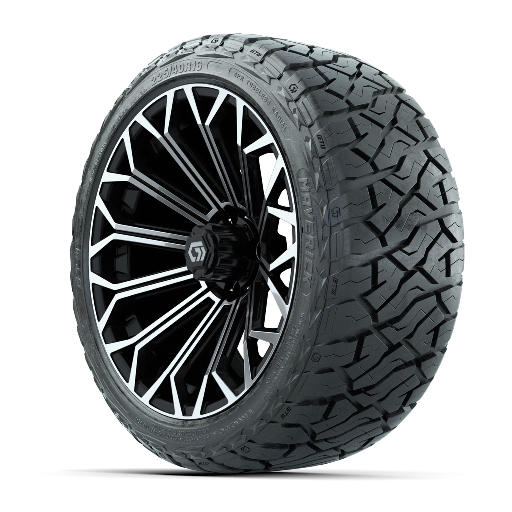 GTW Phantom Black/Machined 16 in Wheels with 225/40-R16 Maverick Hybrid Tires – Full Set