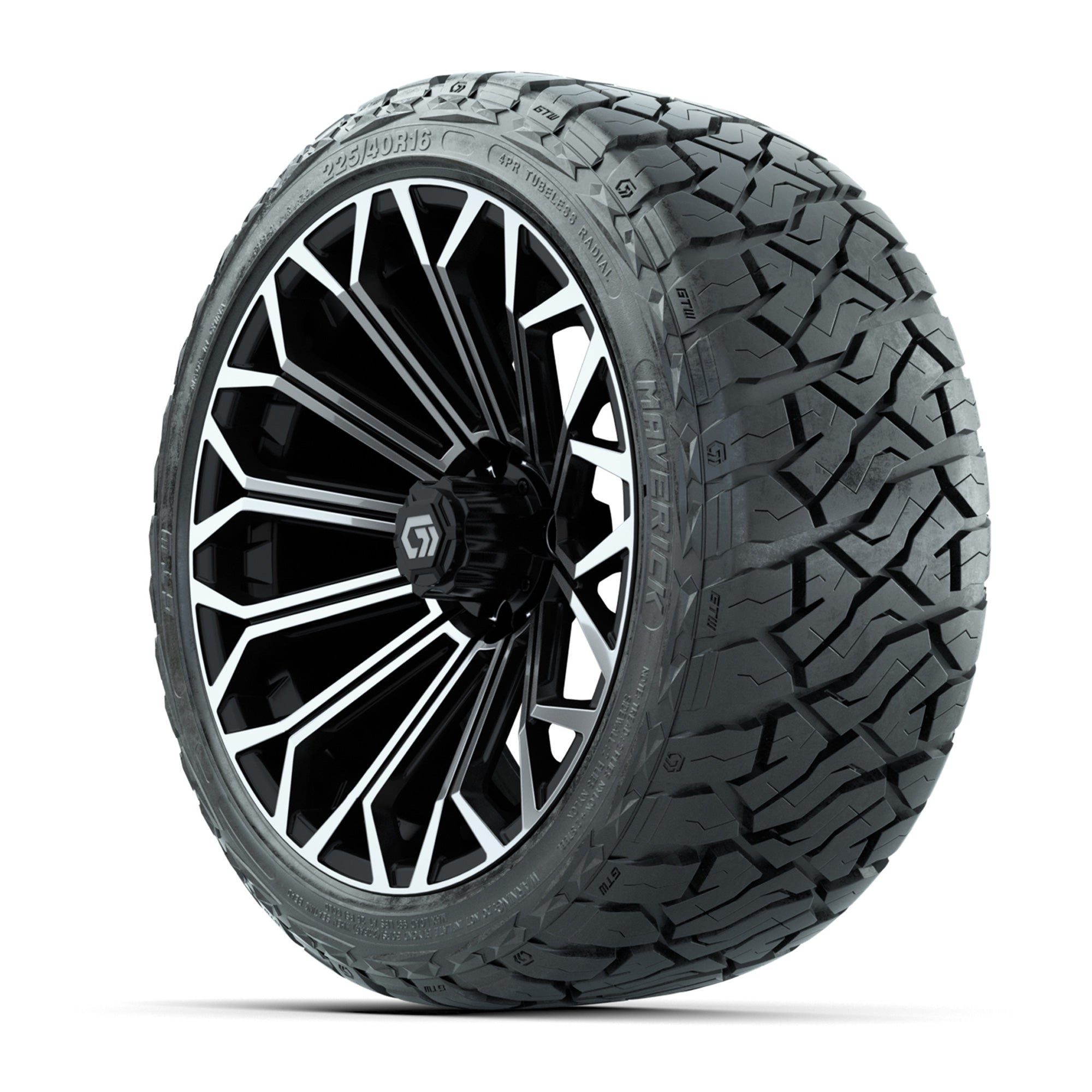 GTW Phantom Black/Machined 16 in Wheels with 225/40-R16 Maverick Hybrid Tires – Full Set