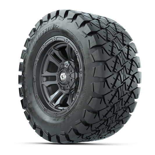 GTW® Shogun Gunmetal 12 in Wheels with 22x10-12 Timberwolf All-Terrain Tires – Full Set