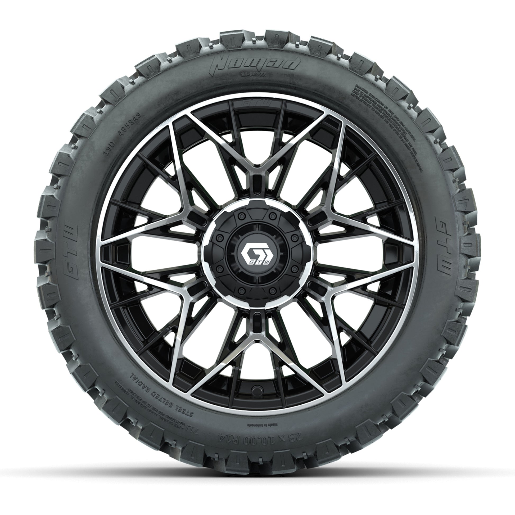 Set of (4) 14 in GTW® Stellar Machined &amp; Black Wheels wi - front view