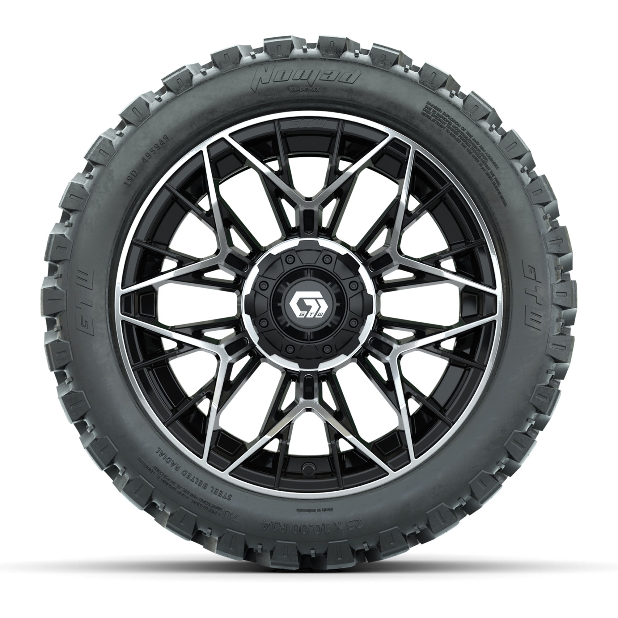 Set of (4) 14 in GTW® Stellar Machined &amp; Black Wheels wi - 3/4 view