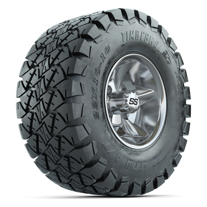 GTW Godfather Chrome 10 in Wheels with 22x10-10 Timberwolf All-Terrain Tires – Full Set