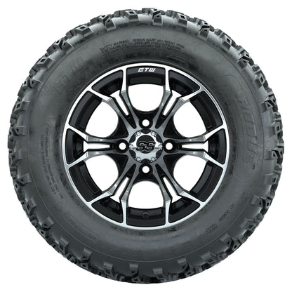 GTW 12 inch Spyder machined black wheels with Rogue all-terrain tires - Set of Four