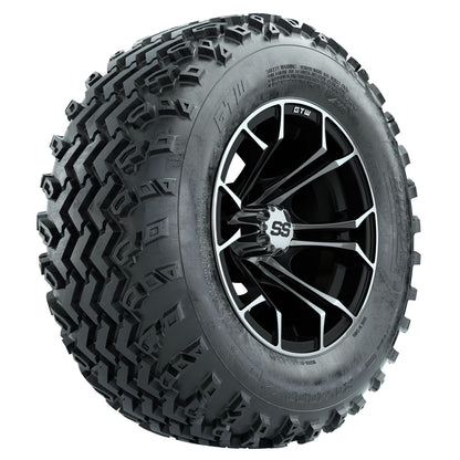 GTW 12 inch Spyder machined black wheels with Rogue all-terrain tires - Set of Four