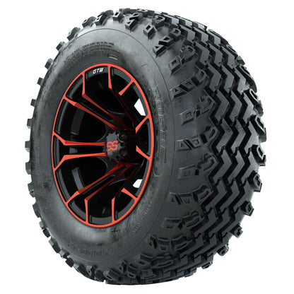 GTW 12 inch Spyder red and black wheels with Rogue all-terrain tires - Set of Four