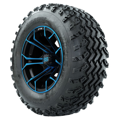 GTW 12 inch Spyder blue and black wheels with Rogue all-terrain tires - Set of Four