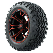 GTW 14 inch Spyder red and black wheels with Rogue all-terrain tires - Set of Four