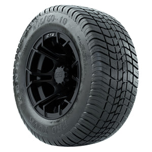 GTW 10 inch Spyder matte black wheels with Kenda Pro Tour low-profile street tires - Set of Four
