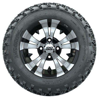 GTW 12 inch Vampire machined black wheels with Rogue all-terrain tires - Set of Four