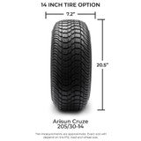 MODZ® 14" Godfather Glossy Black Wheels & Street Tires Combo (Arisun Cruze 205/30-14)