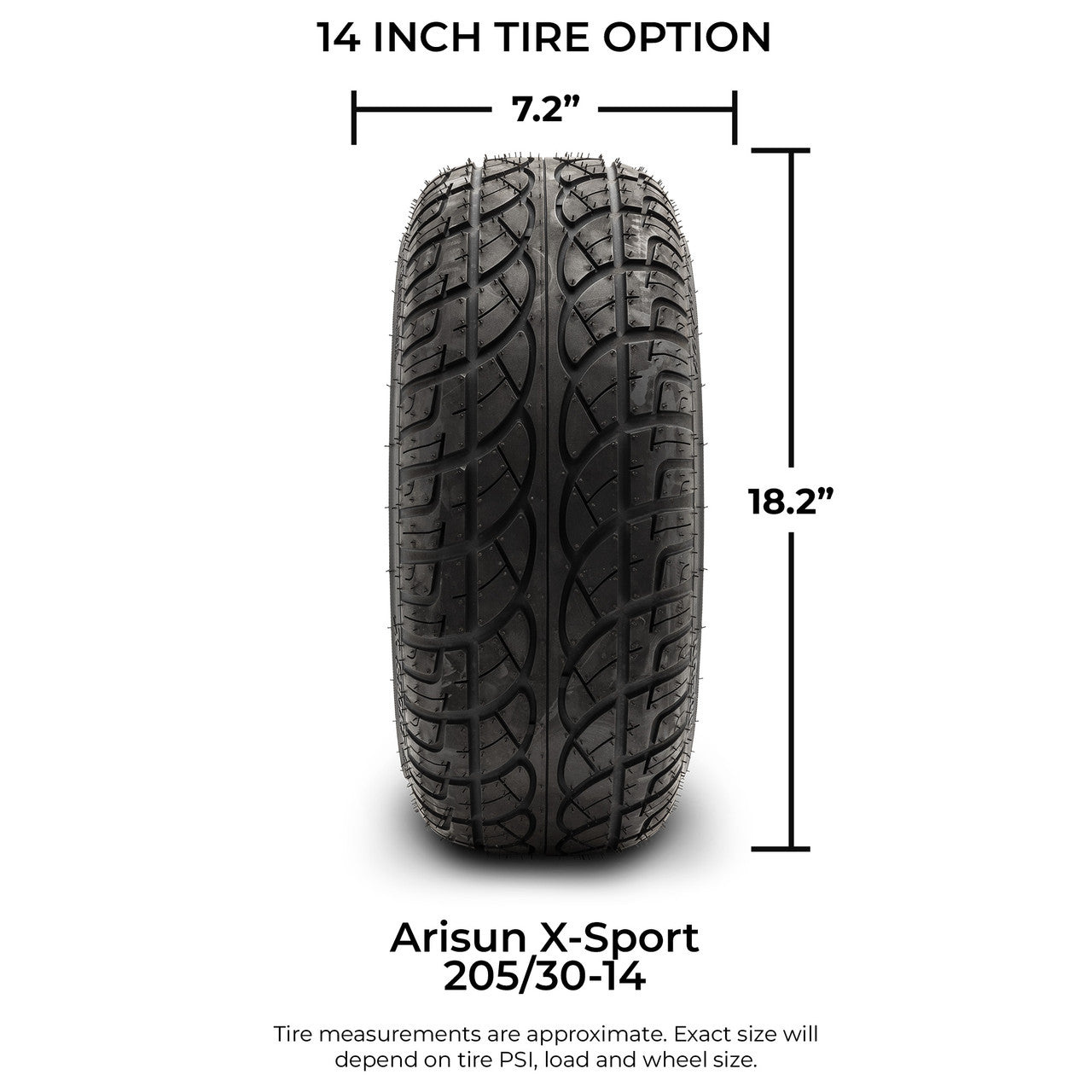 MODZ® 14" Galaxy Glossy Black Wheels & Street Tires Combo (MODZ Street Fox Radial 23x10-14)