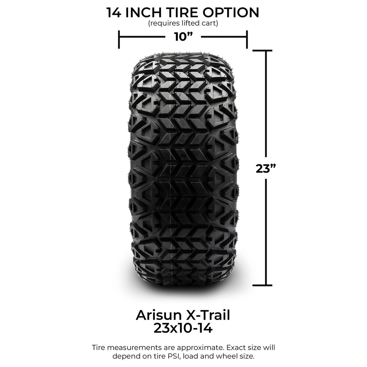 MODZ® 14" Matrix Silver Wheels & Off-Road Tires Combo (Arisun X-Trail All-Terrain 23x10-14)