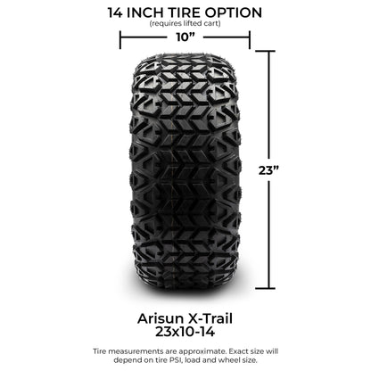 MODZ® 14" Vampire Machined Black Wheels & Off-Road Tires Combo (Arisun X-Trail All-Terrain 23x10-14)