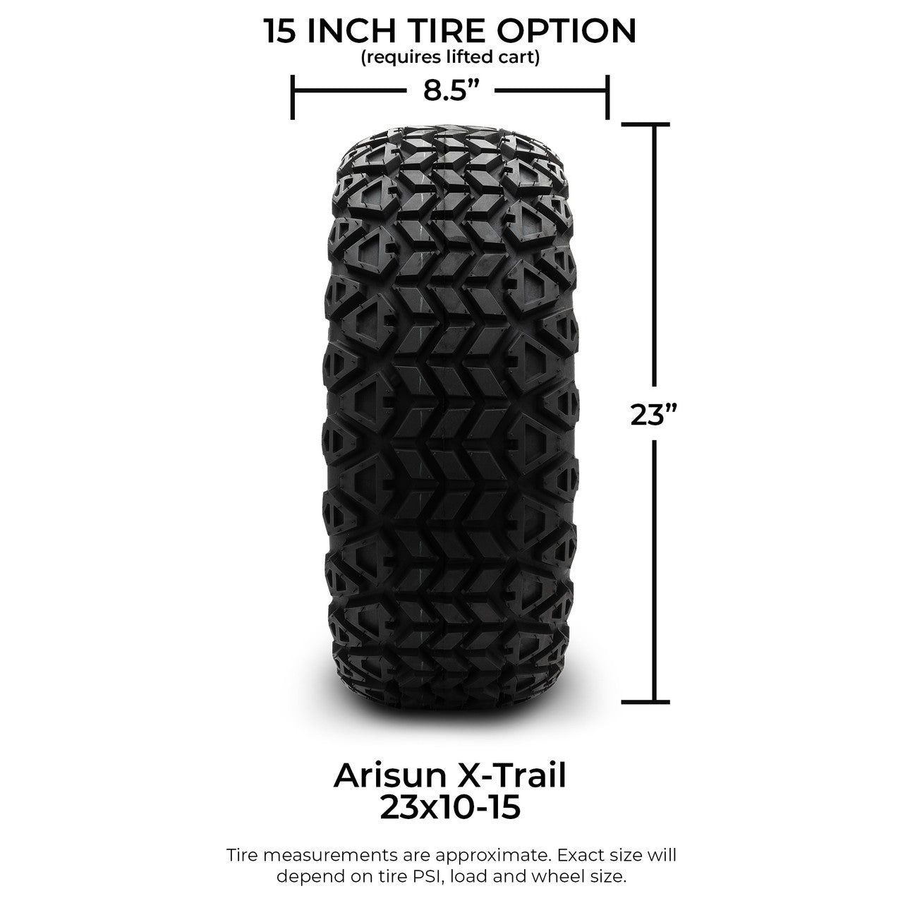 MODZ® 15" Matrix Machined Black Wheels & Off-Road Tires Combo (Arisun X-Trail All-Terrain 23x10-15)
