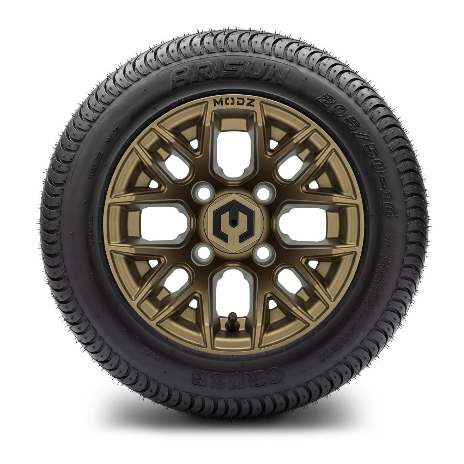 MODZ® 10" Matrix Matte Bronze Wheels & Street Tires Combo (Arisun Cruze 205/50-10)