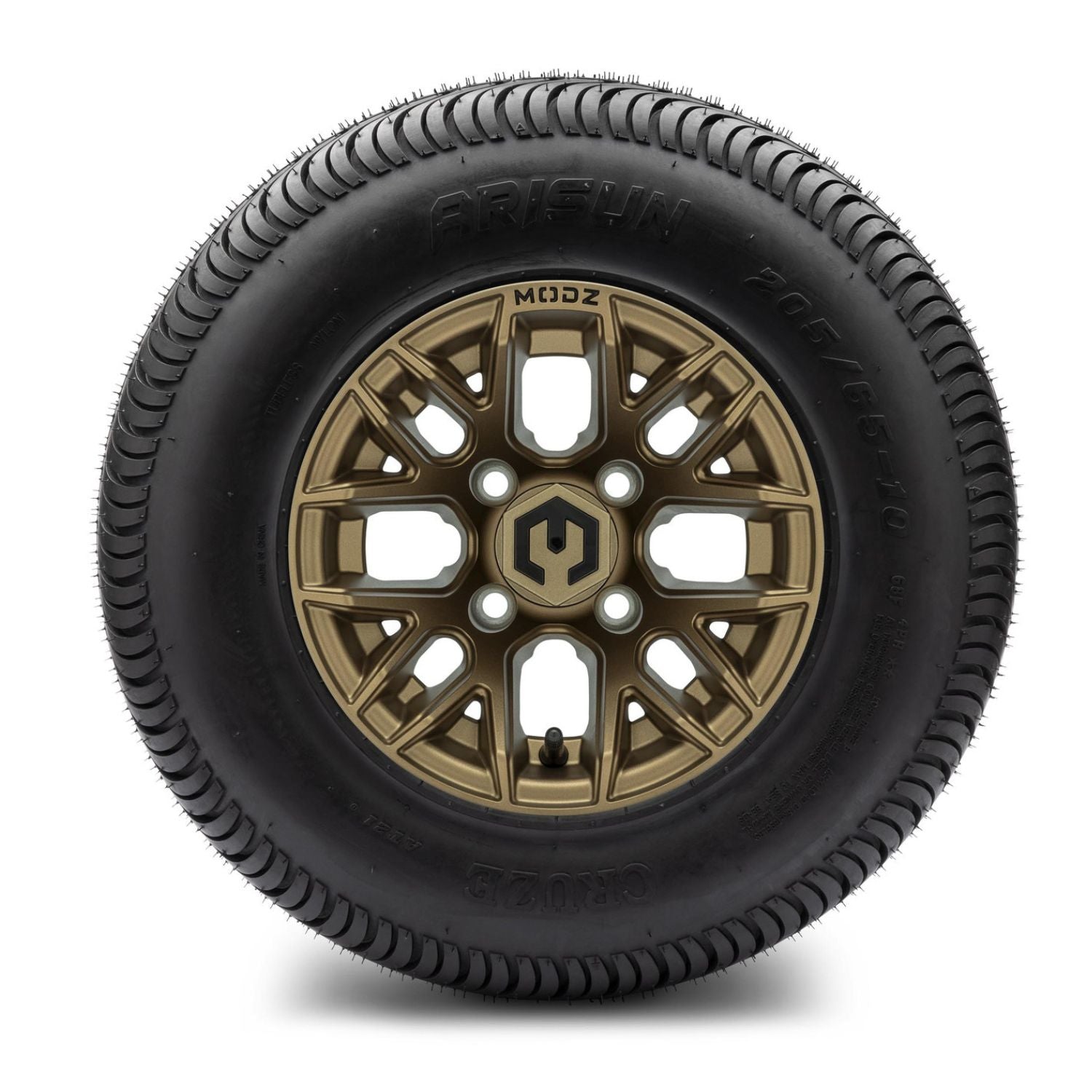 MODZ® 10" Matrix Matte Bronze Wheels & Street Tires Combo (Arisun Cruze 205/65-10)