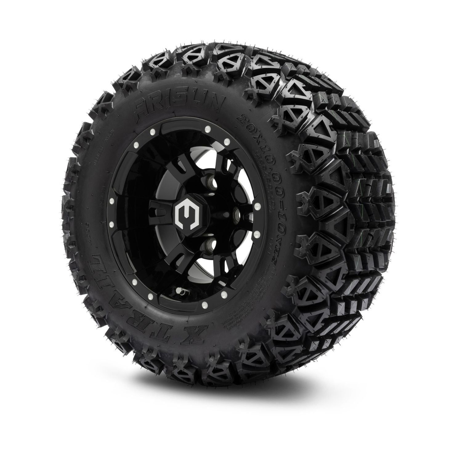 MODZ® 10" Ambush Glossy Black Wheels & Off-Road Tires Combo (Arisun X Trail All Terrain 20x10-10)