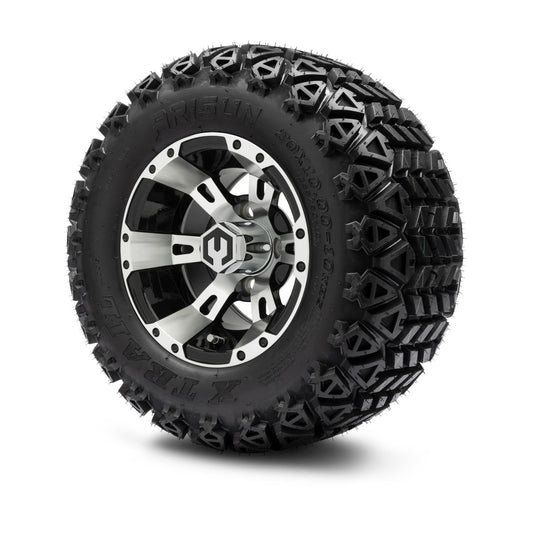 MODZ® 10" Ambush Machined Black Wheels & Off-Road Tires Combo (Arisun X Trail All Terrain 20x10-10)