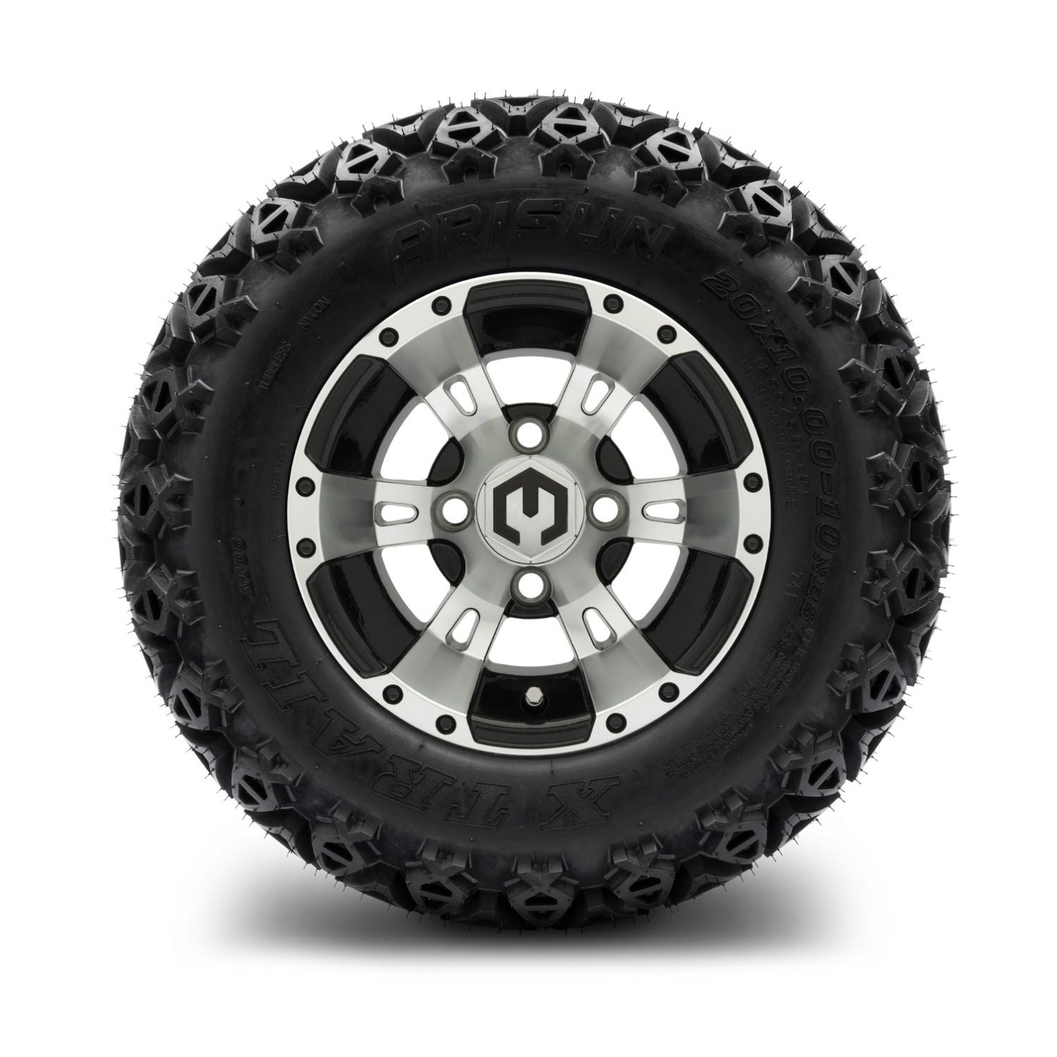MODZ® 10" Ambush Machined Black Wheels & Off-Road Tires Combo (Arisun X Trail All Terrain 20x10-10)