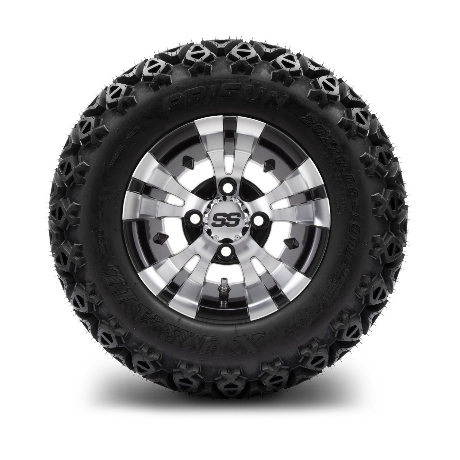 MODZ® 10" Vampire Machined Black Wheels & Off-Road Tires Combo (Arisun X Trail All Terrain 20x10-10)