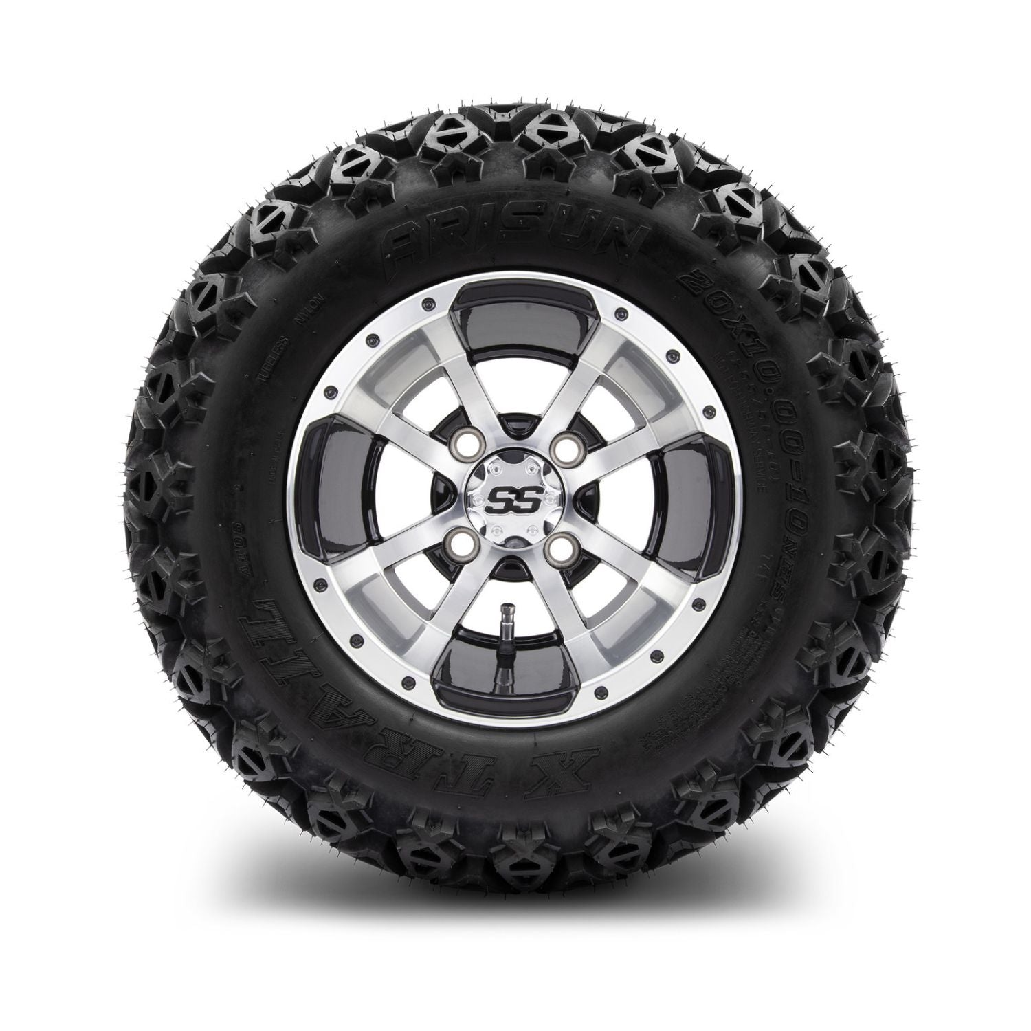 MODZ® 10" Storm Trooper Machined Black Wheels & Off-Road Tires Combo (Arisun X Trail All Terrain 20x10-10)