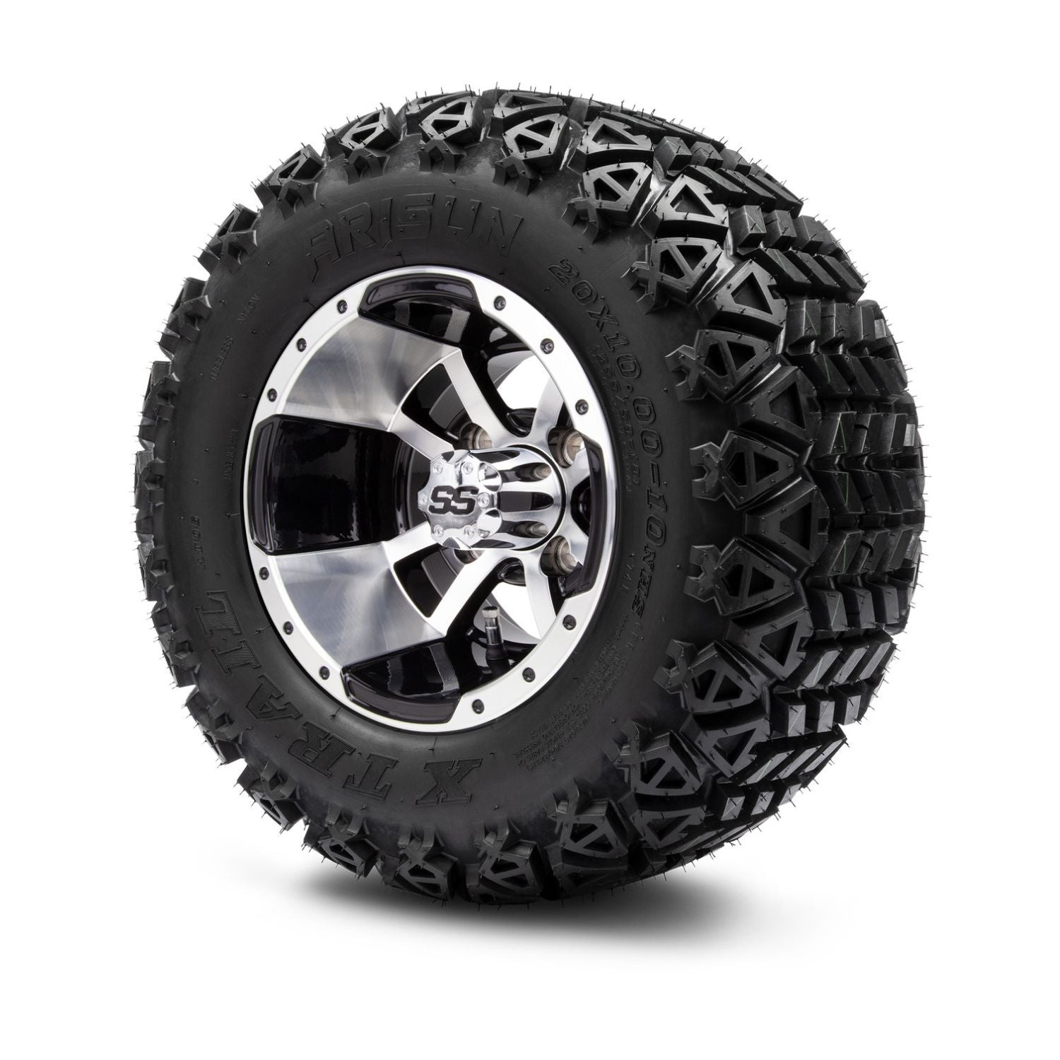 MODZ® 10" Storm Trooper Machined Black Wheels & Off-Road Tires Combo (Arisun X Trail All Terrain 20x10-10)