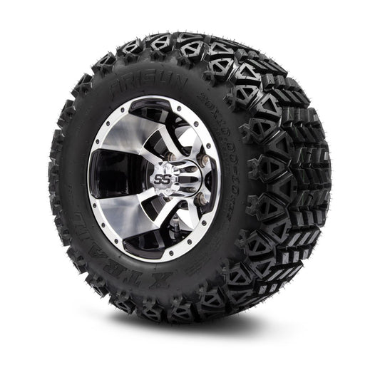 MODZ® 10" Storm Trooper Machined Black Wheels & Off-Road Tires Combo (Arisun X Trail All Terrain 20x10-10)
