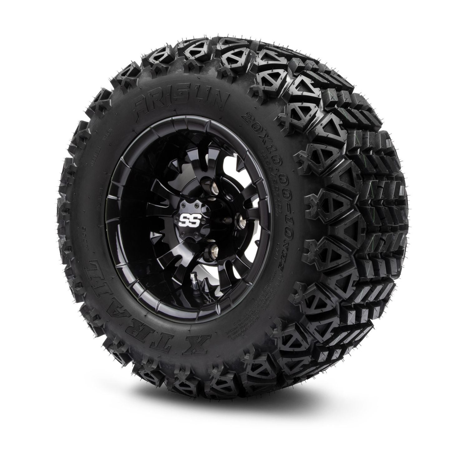 MODZ® 10" Vampire Glossy Black Wheels & Off-Road Tires Combo (Arisun X Trail All Terrain 20x10-10)