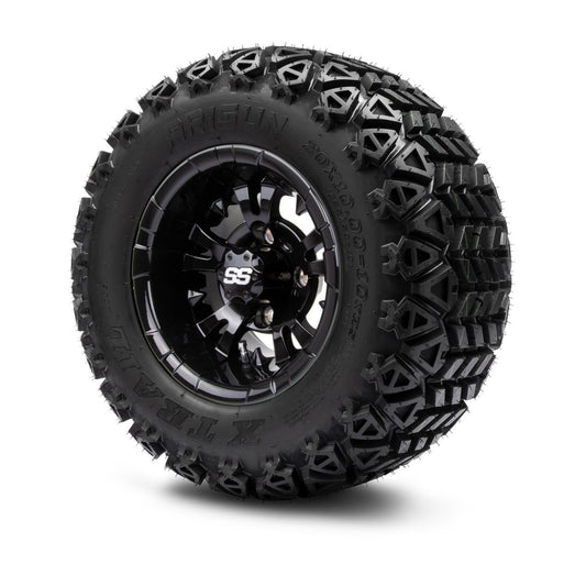 MODZ® 10" Vampire Glossy Black Wheels & Off-Road Tires Combo (Arisun X Trail All Terrain 20x10-10)