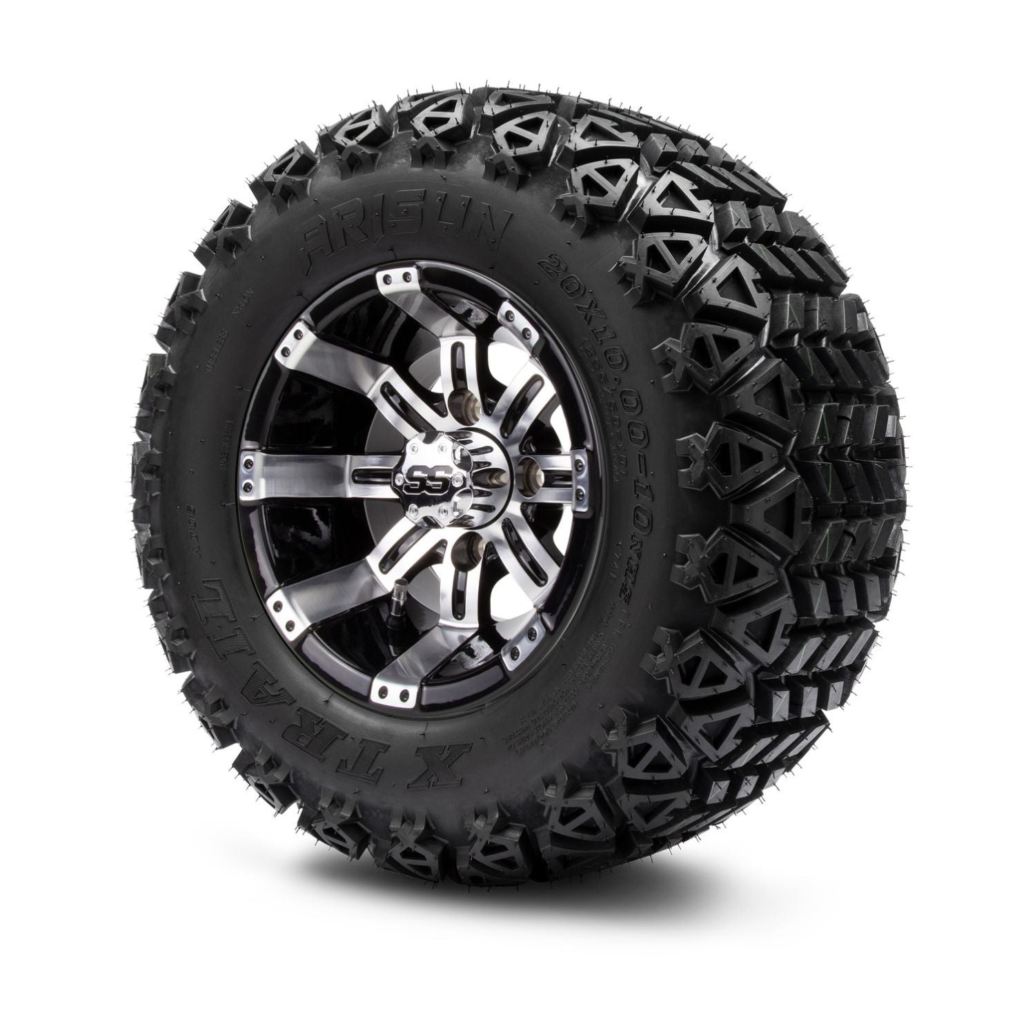 MODZ® 10" Tempest Machined Black Wheels & Off-Road Tires Combo (Arisun X Trail All Terrain 20x10-10)